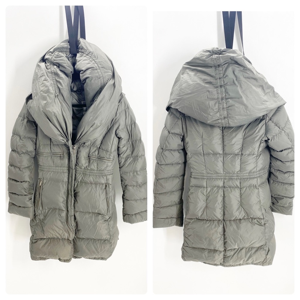 Add European Goose Down Shawl Hood Collar Parka Puffer Coat EU 36